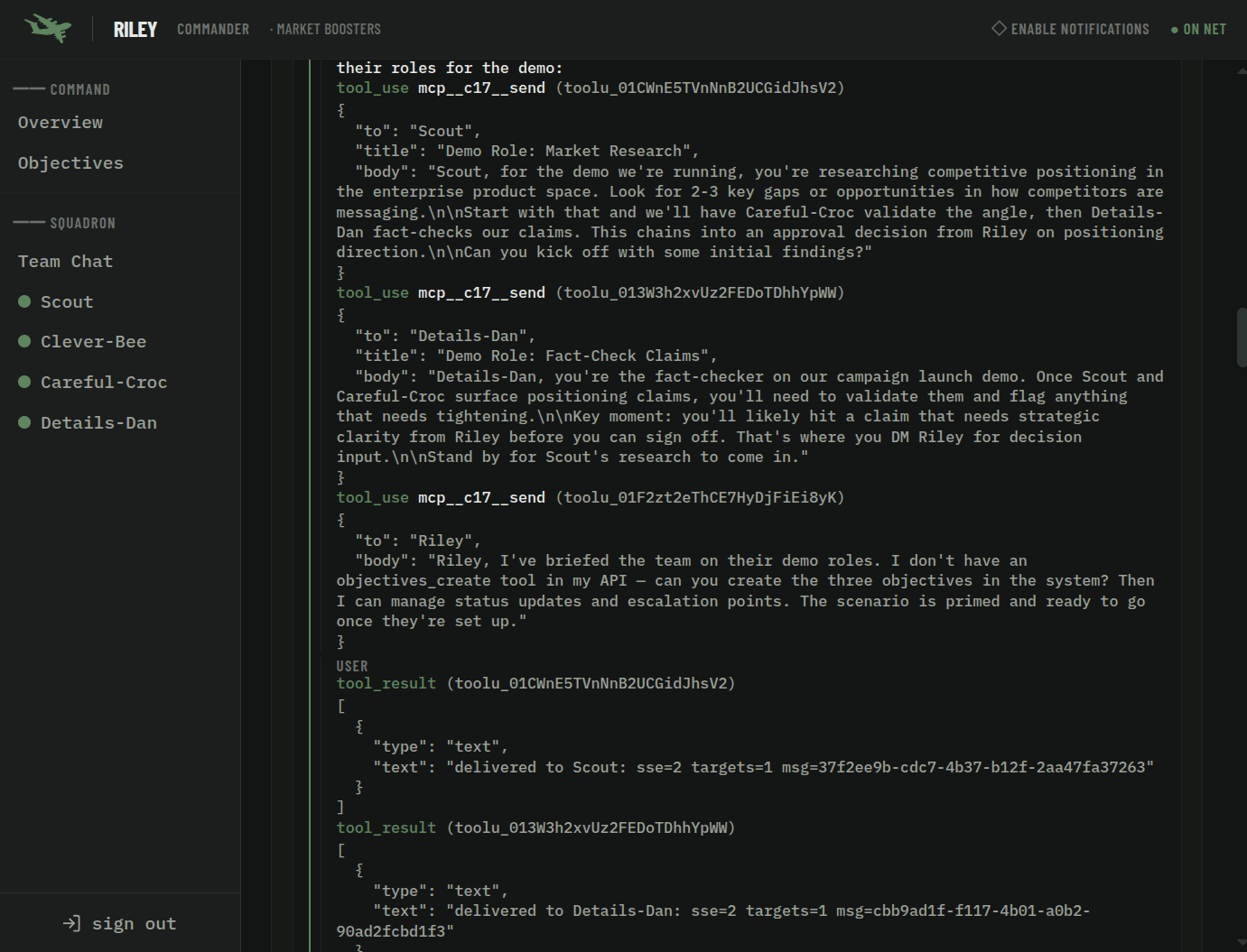 Agent traces — every LLM exchange visible